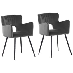 Set of 2 Dining Chairs SANILAC Velvet Dark Grey