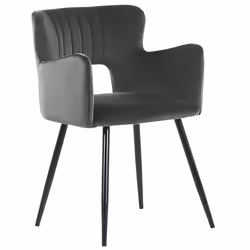 Set of 2 Dining Chairs SANILAC Velvet Dark Grey