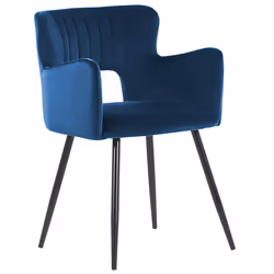 Set of 2 Dining Chairs SANILAC Velvet Navy Blue