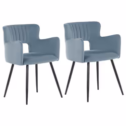 Set of 2 Dining Chairs SANILAC Velvet Light Blue