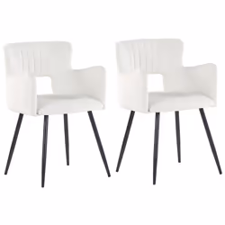 Set of 2 Dining Chairs SANILAC Velvet White