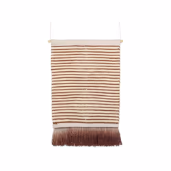 Cotton Wall Hanging with Tassels Red and Beige SABO