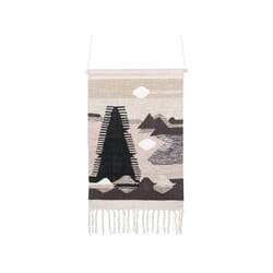 Cotton Wall Hanging with Tassels Beige and Black SANGAR