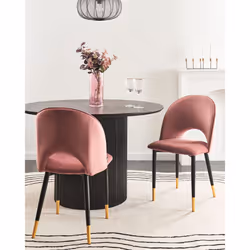 Set of 2 Dining Chairs MAGALIA Velvet Pink