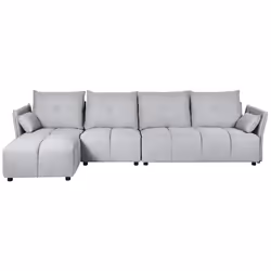 Corner Sofa TOMRA Fabric Light Grey 4 Seater Right Hand