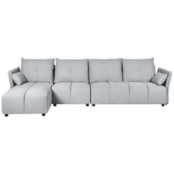 Corner Sofa TOMRA Fabric Light Grey 4 Seater Right Hand