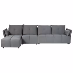 Corner Sofa TOMRA Fabric Dark Grey 4 Seater Right Hand