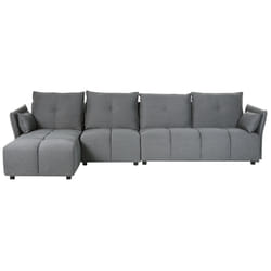 Corner Sofa TOMRA Fabric Dark Grey 4 Seater Right Hand
