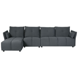 Corner Sofa TOMRA Fabric Graphite Grey 4 Seater Right Hand