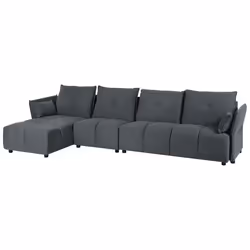 Corner Sofa TOMRA Fabric Graphite Grey 4 Seater Right Hand