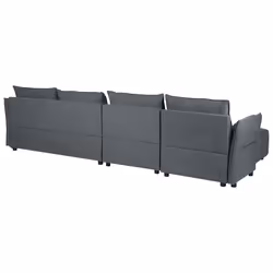Corner Sofa TOMRA Fabric Graphite Grey 4 Seater Right Hand - Additional view 4