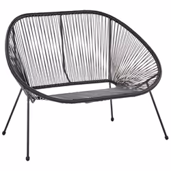 Garden Bench ACAPULCO II 113 cm PE Rattan Black