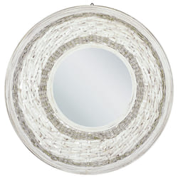 Wall Mirror SOLEDAD 61 cm 61 cm Bamboo Wood White