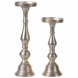 Set of 2 Candle Holders CUBA Metal 37/28 cm Gold