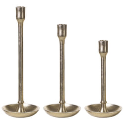 Set of 3 Candle Holders LIWUNG Metal 27/33/38 cm Gold