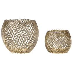 Set of 2 Candle Holders TANDUY Metal 18/22 cm Gold