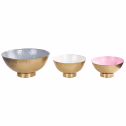 Set of 3 Decorative Bowls BARU Metal Gold