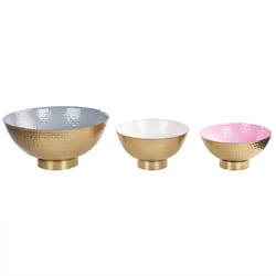 Set of 3 Decorative Bowls BARU Metal Gold