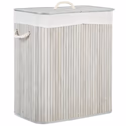 Basket KANDY Bamboo Wood Light Grey