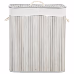 Basket KANDY Bamboo Wood Light Grey