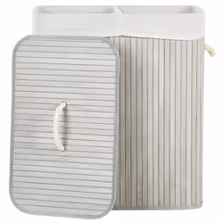Basket KANDY Bamboo Wood Light Grey