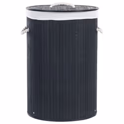 Basket SANNAR Bamboo Wood Black