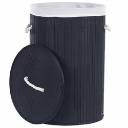 Basket SANNAR Bamboo Wood Black
