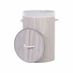 Bamboo Basket with Lid Grey SANNAR