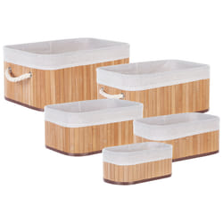 Set of 5 Baskets TALPE Bamboo Wood Light Brown