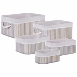 Set of 5 Baskets TALPE Bamboo Wood Grey