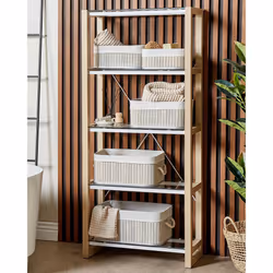 Set of 5 Baskets TALPE Bamboo Wood Grey