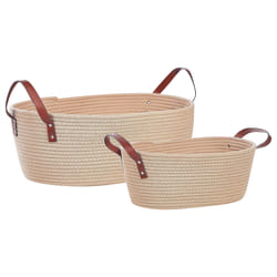 Set of 2 Baskets GISSAR Cotton Light Beige