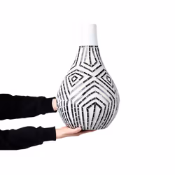 Decorative Vase OMBILIN Ceramic 50 cm White - Additional view 4