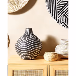 Decorative Vase KUALU Ceramic 35 cm Black - Additional view 5
