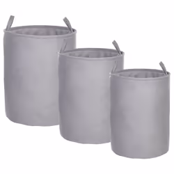 Set of 3 Baskets ARCHA Cotton Grey