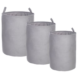 Set of 3 Baskets ARCHA Cotton Grey