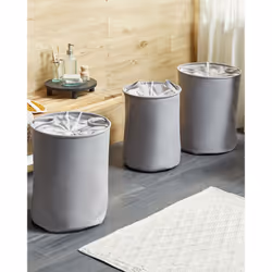 Set of 3 Baskets ARCHA Cotton Grey