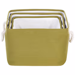 Set of 3 Baskets DARQAB Cotton Olive Green