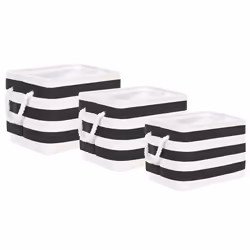 Set of 3 Baskets DARQAB Cotton Black/ White
