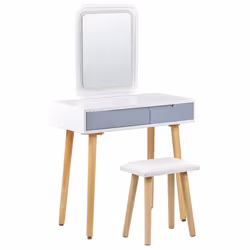 Dressing Table with Mirror and Stool DIEPPE LED White