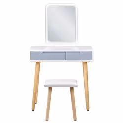 Dressing Table with Mirror and Stool DIEPPE LED White