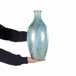 Terracotta Decorative Vase 45 cm Blue and Gold DIKAJA