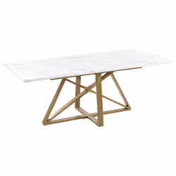 Extending Dining Table MAXIMUS White Marble 160/200 cm 90 cm