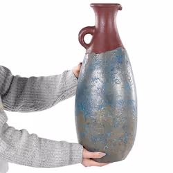 Terracotta Decorative Vase 50 cm Blue Brown VELIA