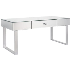 Coffee Table NESLE Mirrored Silver with Storage