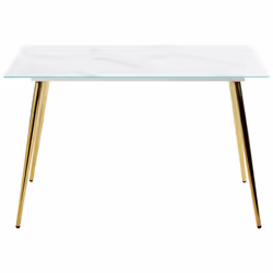 Dining Table MULGA White Marble 120 cm 70 cm Tempered Glass
