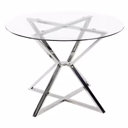 Dining Table BOSCO Silver 105 cm 105 cm Tempered Glass