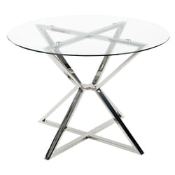 Dining Table BOSCO Silver 105 cm 105 cm Tempered Glass