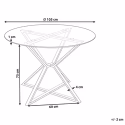 Dining Table BOSCO Silver 105 cm 105 cm Tempered Glass