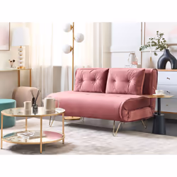 Sofa Bed VESTFOLD Velvet Pink 2 Seater